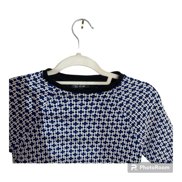 Topshop geometric bodycon mini stretch dress size 2 classy preppy academic 90’s - Picture 4 of 6